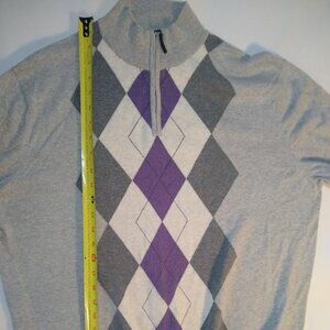 Tasso Elba  Men's  size L  100% cotton argyle purple/gray/white
